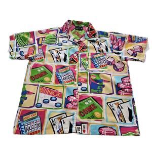 VTG Andrade Gambling Las Vegas Dice Casino Bingo Keno Button Up Shirt XL 90s